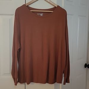 TERRA & SKY long sleeve top - brown- EUC